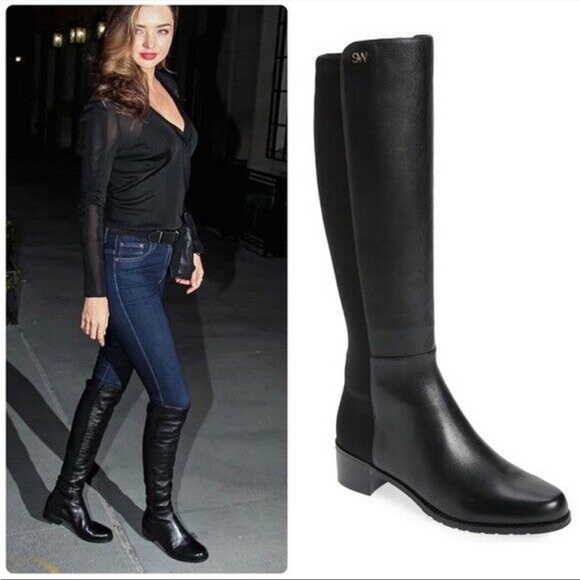 Stuart Weitzman Shoes - NEW Stuart Weitzman Jayla Knee Black Leather Knee High Boot in Size 8